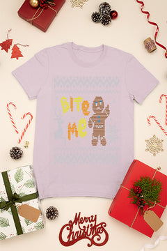 KIDS UGLY: Bite Me Gingerbread Ugly Christmas T-shirt | Kids Christmas Ugly