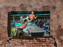 Wrestlemania 40 Premium Gloss Poster | Roman Reigns Slams Cody Rhodes Through Announce Table | Wrestlemania 40 Design | WWE Wrestling Art Print