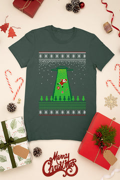 UGLY Santa Taken by UFO Christmas T-Shirt | Festive Alien Abduction Design | Retro Christmas U