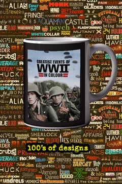 Greatest Events of WWII in Colour 11oz Mug | TV Show Design | Collectible Memorabilia | David Attenborough