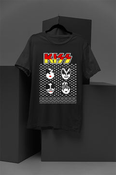 UGLY Rock Legends Kiss Band Logo Faces Christmas T-Shirt | Vintage Glam Rock | 1970s