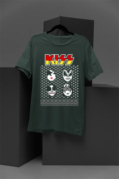 UGLY Rock Legends Kiss Band Logo Faces Christmas T-Shirt | Vintage Glam Rock | 1970s