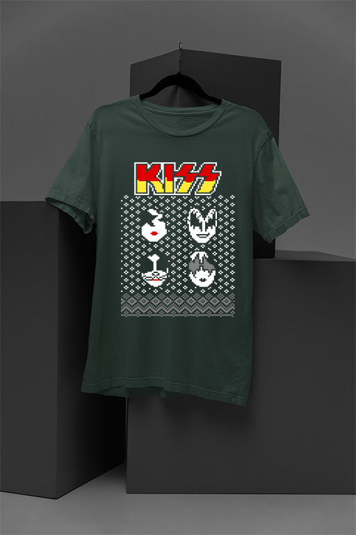 UGLY Rock Legends Kiss Band Logo Faces Christmas T-Shirt | Vintage Glam Rock | 1970s