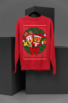 UGLY Retro Garfield and Odie Christmas Sweatshirt | Vintage Cartoon Characters | Nostalgic