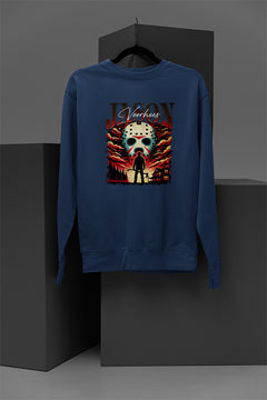 Horror Icon Jason Voorhees | Cozy Pullover Sweatshirt | Spooky Warmth for Halloween