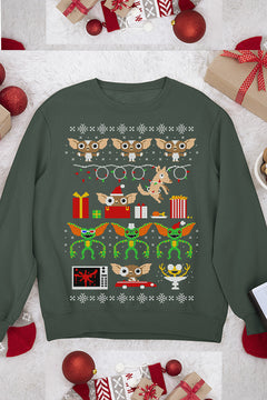 UGLY Gizmo from the Gremlins Christmas Chaos Sweatshirt | 80s Icon | Retro