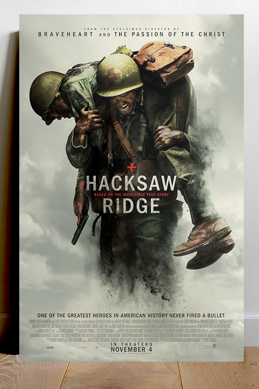 Hacksaw Ridge Andrew Garfield Gloss Poster Film Art Print | War Movie Memorabilia | Mel Gibson Directing | WWII Classic Design