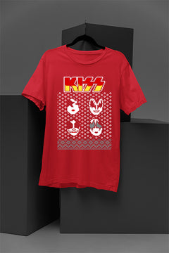 UGLY Rock Legends Kiss Band Logo Faces Christmas T-Shirt | Vintage Glam Rock | 1970s