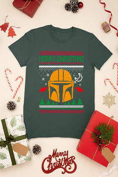 UGLY Mandalorian Holiday Cheer Christmas T-Shirt | Beskar Armor | Grogu | Bounty Hunter |