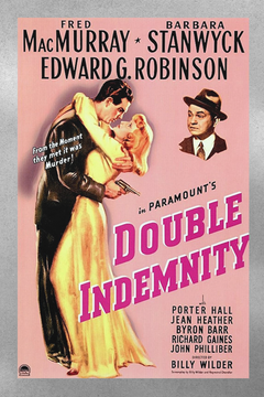 Double Indemnity Barbara Stanwyck Fred MacMurray | Film Noir Poster Vintage Design Art Print Davis | Retro Movie Wall Decor Noir Style Hollywood Classic Painting