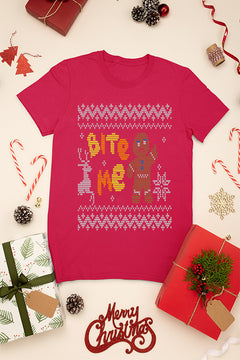 KIDS UGLY: Bite Me Gingerbread Ugly Christmas T-shirt | Kids Christmas Ugly