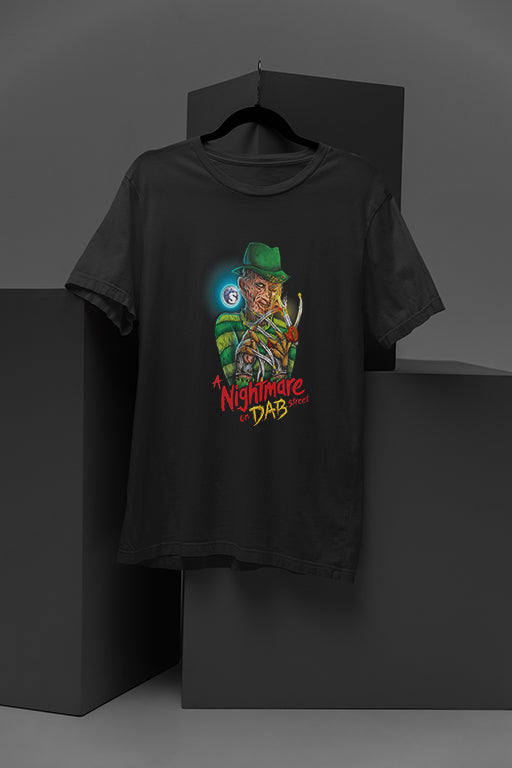 Horror A Nightmare on Dab Street | 420 & Freddie Kruger Mashup | Scary Vintage Graphic Tee Costume | Halloween