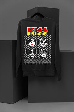 UGLY Rock Legends Kiss Band Logo Faces Christmas Sweatshirt | Vintage Glam Rock | 1970s