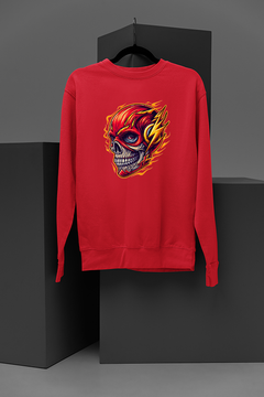 "Speedy Skull: The Flash Inspired Graphic Sweatshirt | DC Comics Vibes | Edgy Superhero Design | Street Style Statement Piece"