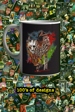 Horror Film Graffiti Style Freddie and Jason 11oz Mug | Urban Horror Art Coffee Cup
