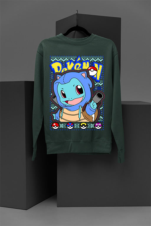 UGLY Christmas Squirtle Pokemon Sweatshirt | Festive Ugly Design | Retro Nostalg