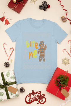 KIDS UGLY: Bite Me Gingerbread Ugly Christmas T-shirt | Kids Christmas Ugly