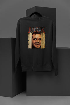 Horror Icon Jack Torrance Cozy Pullover Sweatshirt | Classic Movie Villain Warm Sweater | Halloween Costume Essential