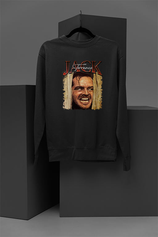 Horror Icon Jack Torrance Cozy Pullover Sweatshirt | Classic Movie Villain Warm Sweater | Halloween Costume Essential