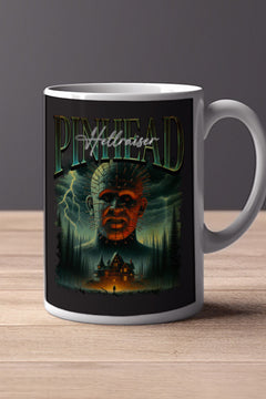 Halloween Pinhead 11oz Mug | Horror Film Poster Design | Scary Movie Fan Gift