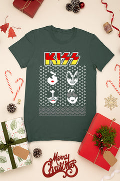 UGLY Rock Legends Kiss Band Logo Faces Christmas T-Shirt | Vintage Glam Rock | 1970s