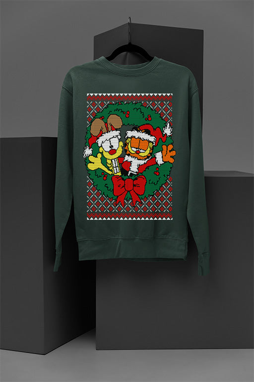 UGLY Retro Garfield and Odie Christmas Sweatshirt | Vintage Cartoon Characters | Nostalgic