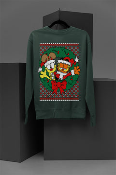 UGLY Retro Garfield and Odie Christmas Sweatshirt | Vintage Cartoon Characters | Nostalgic