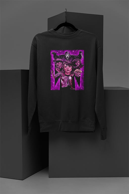 Horror | Scream Film Neon Design Cozy Pullover Sweatshirt | Spooky and Warm Halloween Attire