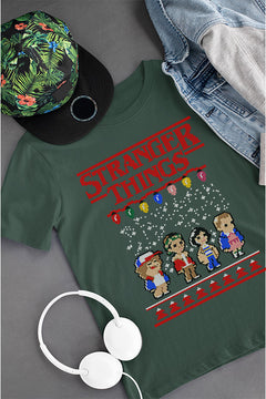 KIDS UGLY Christmas Lights Upside Down Stranger Things Tee | Kids Christmas Ugly Design |