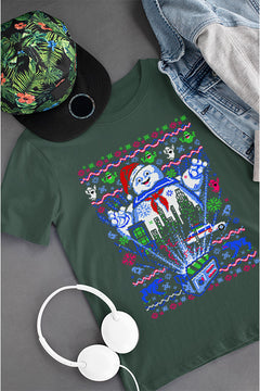 KIDS UGLY Ghostbusters Marshmallow Man Christmas T-shirt | Kids Christmas Ugly Design |