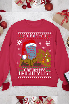 UGLY: Thanos Naughty List Sweatshirt | Marvel Universe | Christmas | Infinity Gauntlet Era