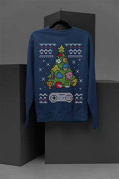 UGLY Nintendo Christmas Tree | Retro Mario Holiday Sweatshirt | Vintage Gamer Xmas Top