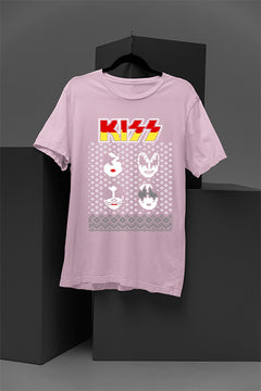 UGLY Rock Legends Kiss Band Logo Faces Christmas T-Shirt | Vintage Glam Rock | 1970s