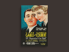 It Happened One Night Canvas Print | Classic Film | Vintage Design | Clark Gable & Claudette Colbert Art | Retro Movie Poster Art deco Wall Decor