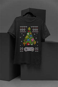 UGLY Nintendo Christmas Tree | Retro Mario Holiday Tee | Vintage Gamer Xmas Shirt