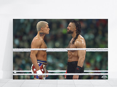 Wrestlemania 40 Canvas Print | Cody Rhodes And Roman Reigns Wrestlemania Staredown Design | Wrestlemania 40 Wrestling Art | Wrestlemania 40 Collectible Decor | Roman Reigns vs Cody Rhodes Wall Art | Wrestlemania Canvas Print