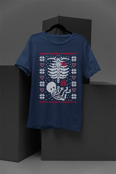 UGLY "Rotting Rebel Skeleton" Christmas T-Shirt | Spooky Season | Festive Bones |