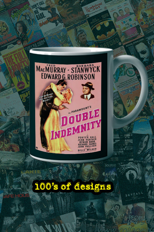 Double Indemnity 11oz Mug Noir Film Memrobillia | Double Indemnity Design | Classic Movie Poster | Humphrey Bogart & Lauren Bacall