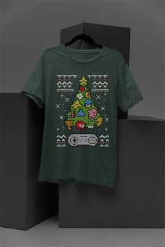 UGLY Nintendo Christmas Tree | Retro Mario Holiday Tee | Vintage Gamer Xmas Shirt