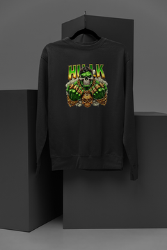 "Marvel Inspired Hulk Skull Bling Sweatshirt | Trendy Graphic Top | Hip Hulk Design | Gold Bling Accents | Geek Chic Apparel | Comic Book Fashion | Unique Streetwear"