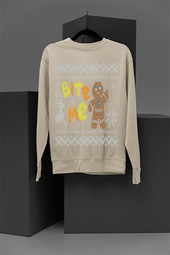 UGLY Gingerbread Bite Me Xmas Sweatshirt | Festive Gingerbread Men | Bite Me Christmas