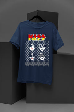 UGLY Rock Legends Kiss Band Logo Faces Christmas T-Shirt | Vintage Glam Rock | 1970s