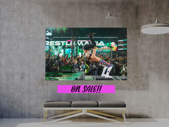 Cody Rhodes Suplexes Roman Reigns Through Announce Table Poster | Wrestlemania 40 Design | Premium Gloss | Wall Art | Wrestling Fan Gift | Home Decor