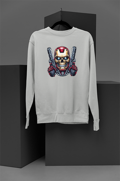 "Marvel Inspired Iron Man Skull Sweatshirt | Superhero Fan Apparel | Metallic Design | Comic Book Fashion | Avengers Inspired Clothing"