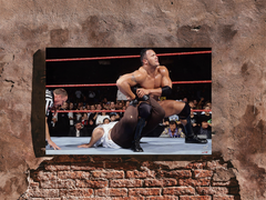 WWE Attitude Era Premium Gloss Poster | The Rock Sharp Shooter on Mankind | Iconic WWE Attitude Era Design | Wrestling Fan Merch | Decor for WWE Enthusiasts | Collectible Fan Art.