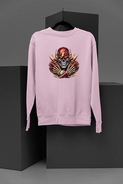 Flash Demon Skull Graphic Sweatshirt | DC Comics Inspired | Superhero Skull Design | Unique The Flash Apparel | Trendy Comic Book Clothing