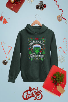KIDS UGLY Grinch with Motto "Cheer Up Dude" Christmas Hoodie