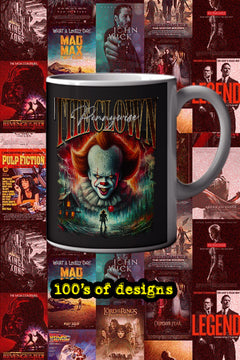 Halloween Pennywise 11oz Mug | Horror Film Poster Design Mug | Scary Clown Collectible Cup | Creepy Merchandise Decor