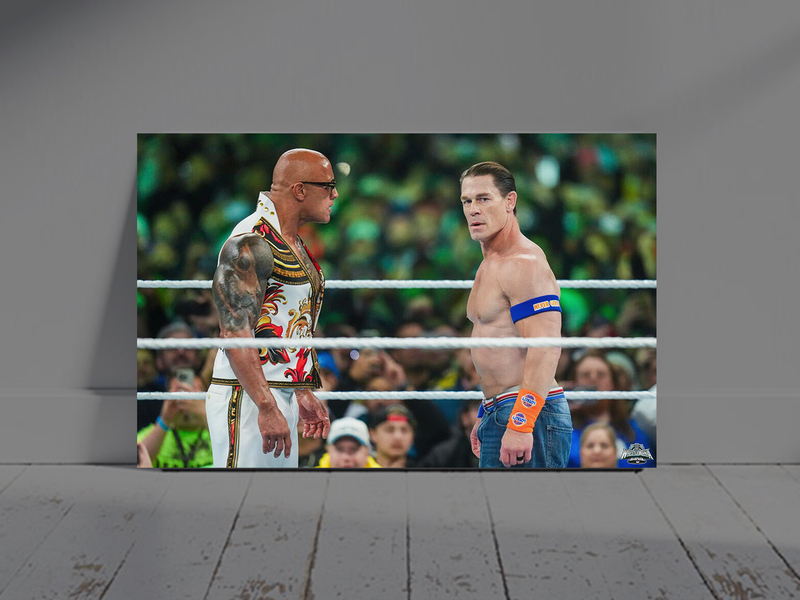 Wrestlemania 40 The Rock And John Cena Staredown Poster | Limited Edition Wrestlemania 40 Print | Iconic WWE Wrestlemania 40 Moment | Collector's Item Wrestling Art Print | Exclusive Wrestlemania 40 Memorabilia | Decor for