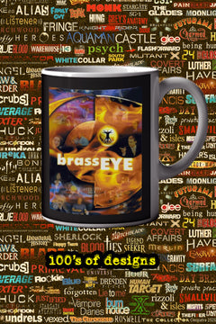 Brass Eye 11oz Mug | TV Show Poster Design featuring Chris Morris